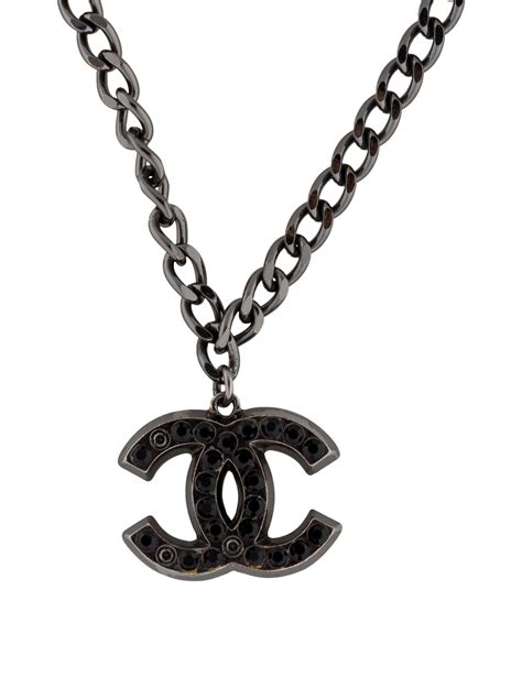 chanel necklace black logo|genuine chanel necklace.